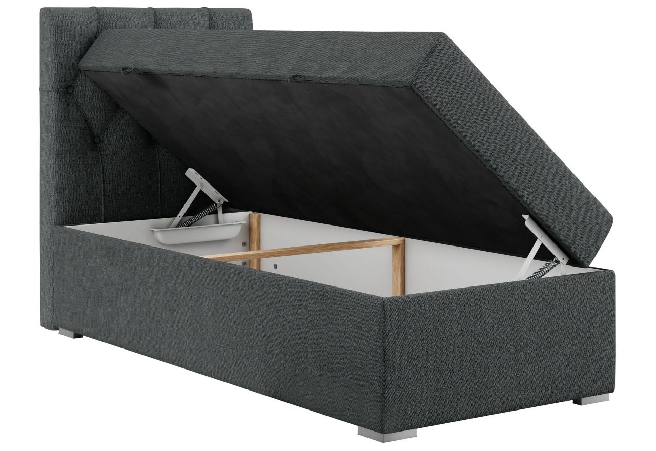 Łóżko kontynentalne ALDA 90x200 - H3 - ciemnoszary, struktura - strona lewa