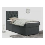 Łóżko kontynentalne ALDA 90x200 - H4 - ciemnoszary, struktura - strona lewa