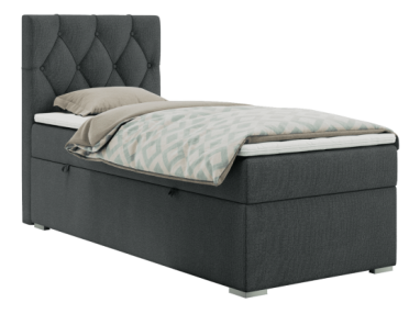 Łóżko kontynentalne ALDA 90x200 - H4 - ciemnoszary, struktura - strona lewa