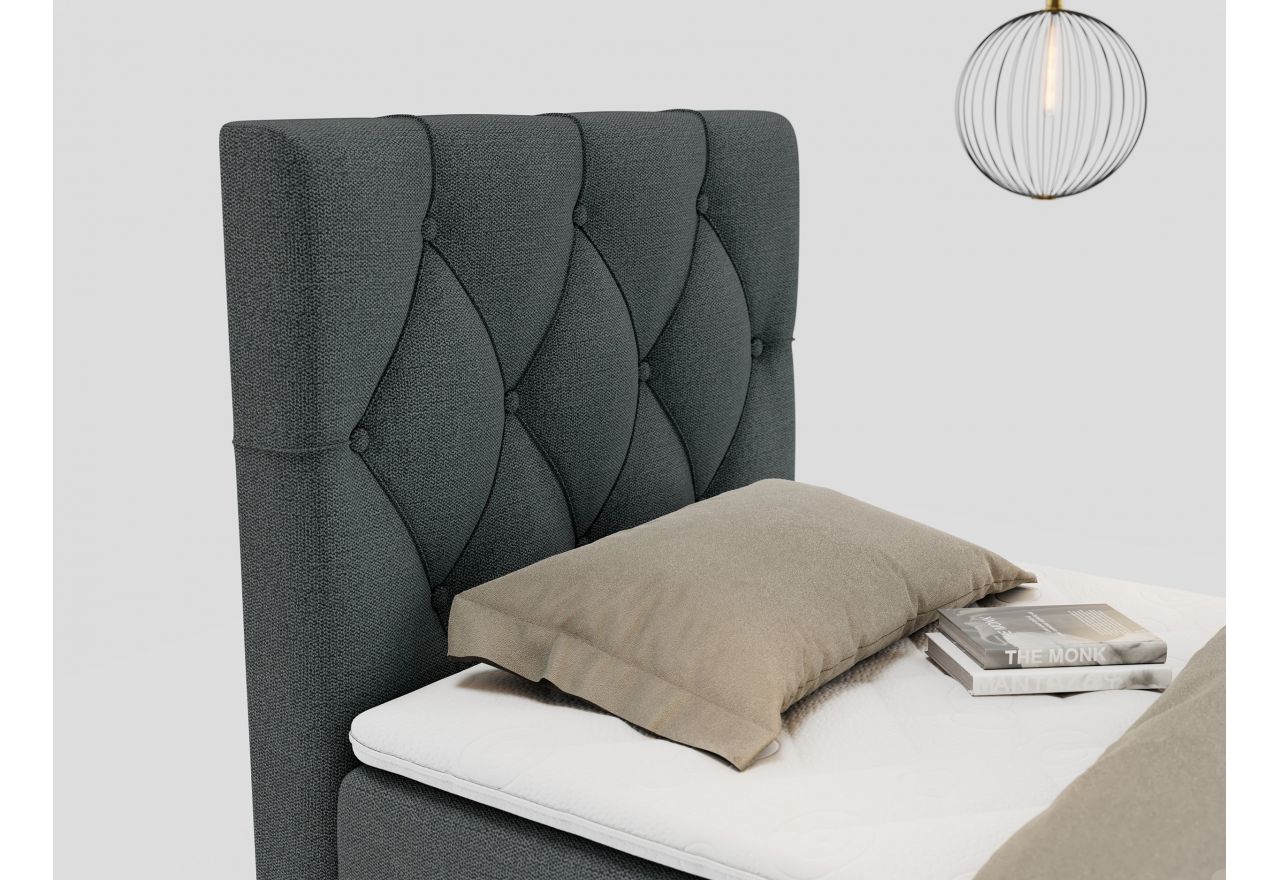 Łóżko kontynentalne ALDA 90x200 - H4 - ciemnoszary, struktura - strona lewa