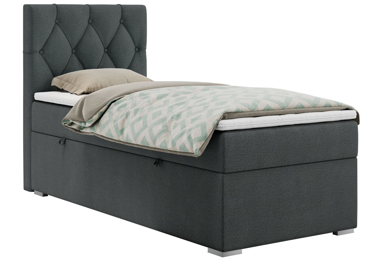 Łóżko kontynentalne ALDA 90x200 - H4 - ciemnoszary, struktura - strona lewa