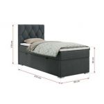 Łóżko kontynentalne ALDA 90x200 - H3 - ciemnoszary, struktura - strona prawa