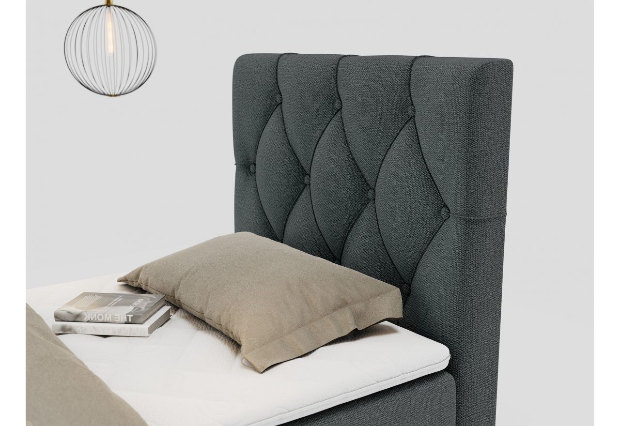 Łóżko kontynentalne ALDA 90x200 - H3 - ciemnoszary, struktura - strona prawa