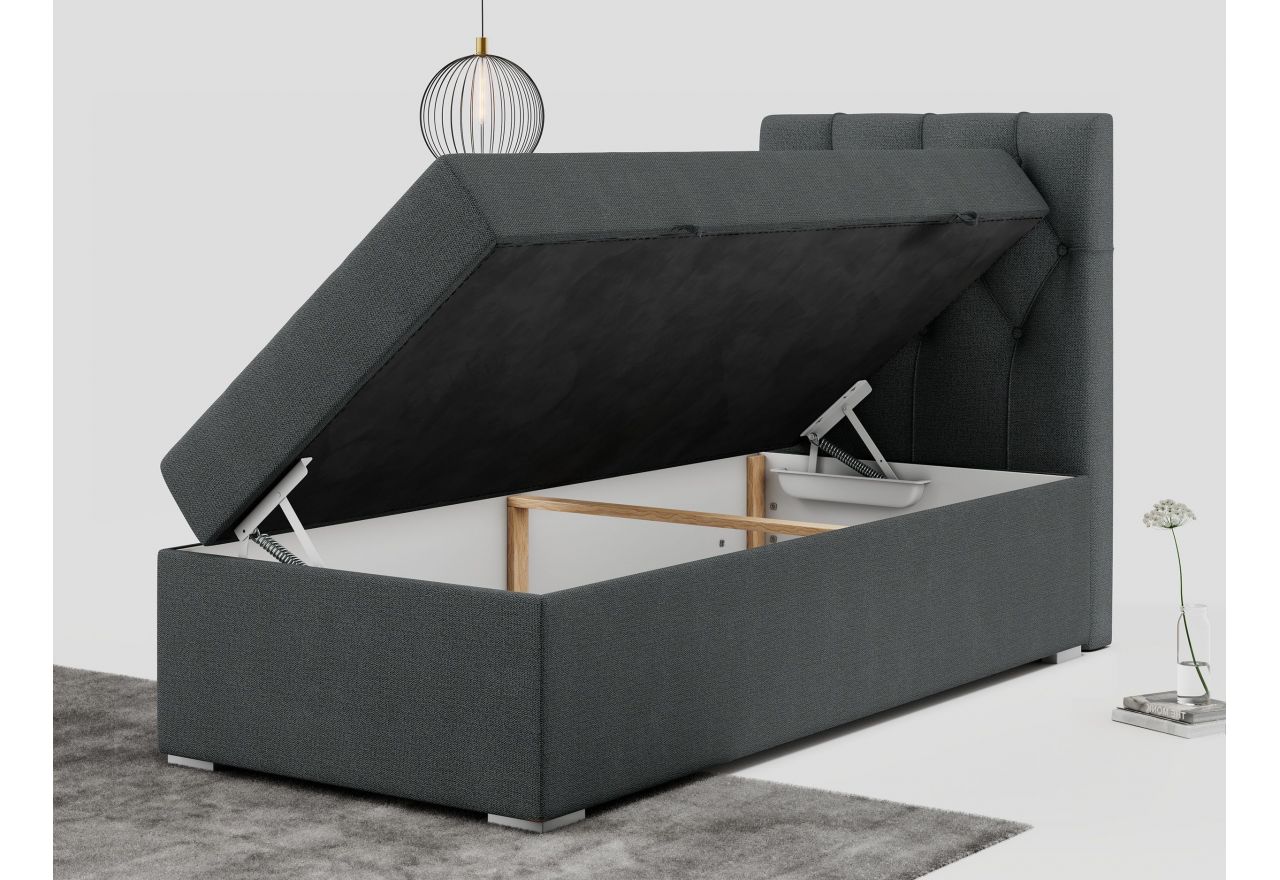 Łóżko kontynentalne ALDA 90x200 - H4 - ciemnoszary, struktura - strona prawa