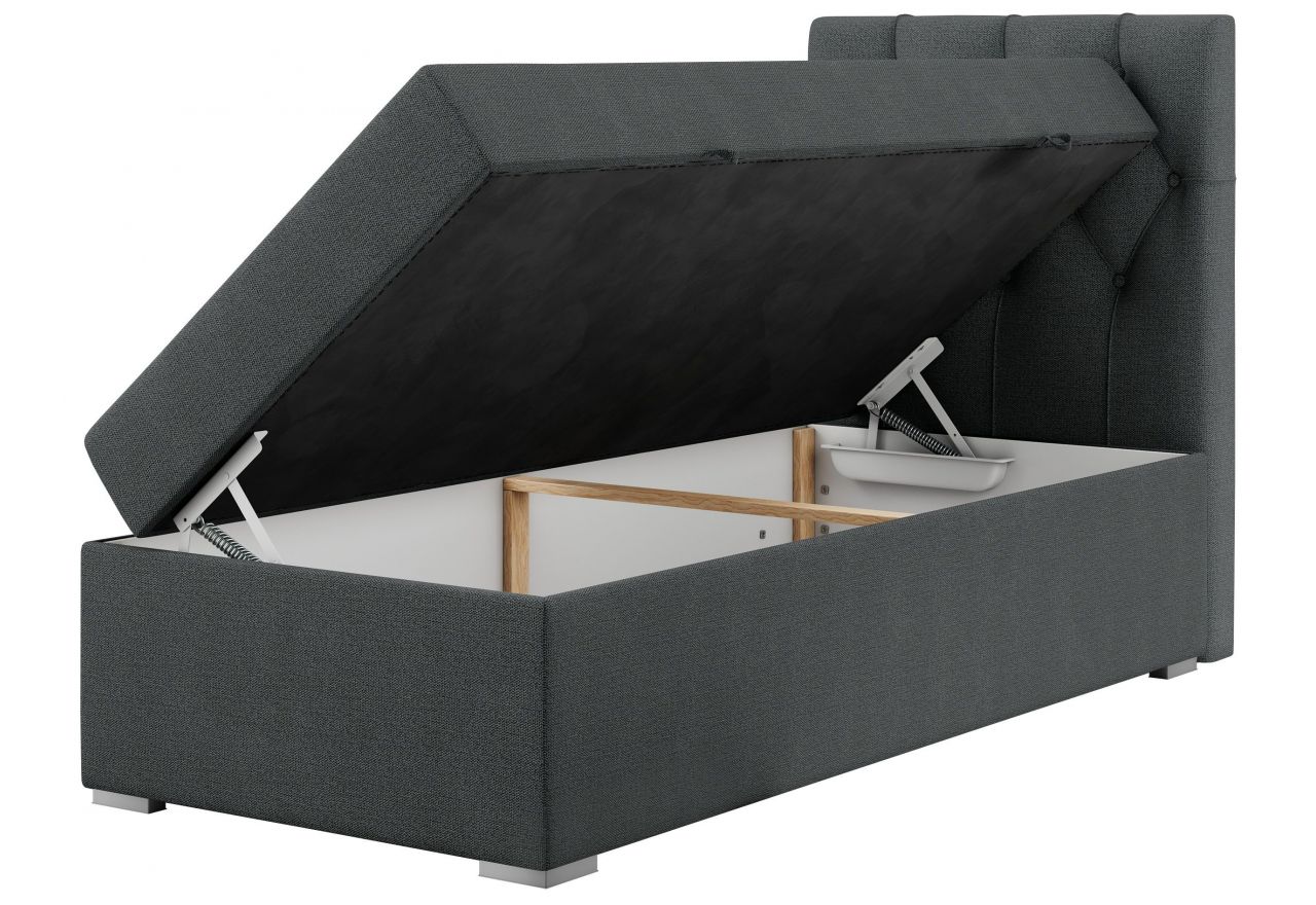 Łóżko kontynentalne ALDA 90x200 - H4 - ciemnoszary, struktura - strona prawa