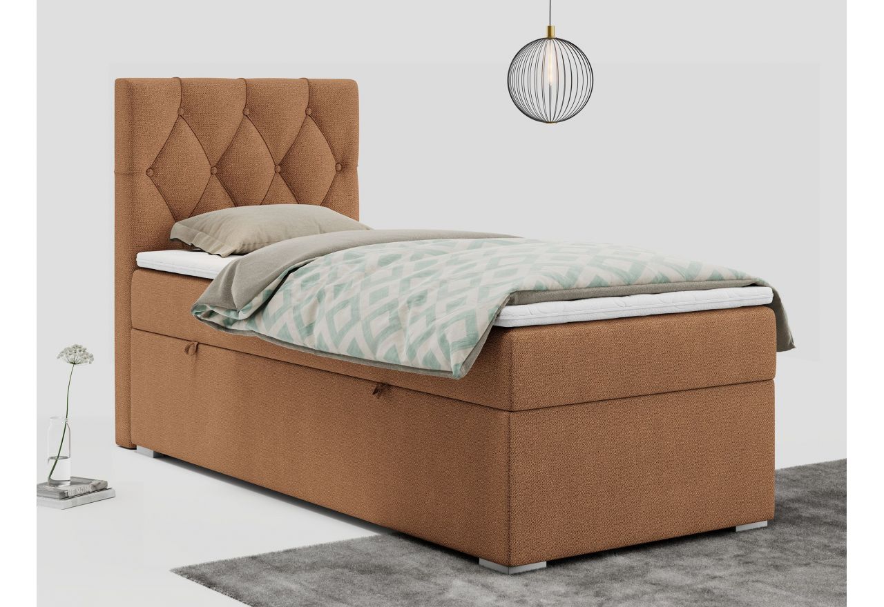 Łóżko kontynentalne ALDA 90x200 - H3 - pomarańczowy, struktura - strona lewa