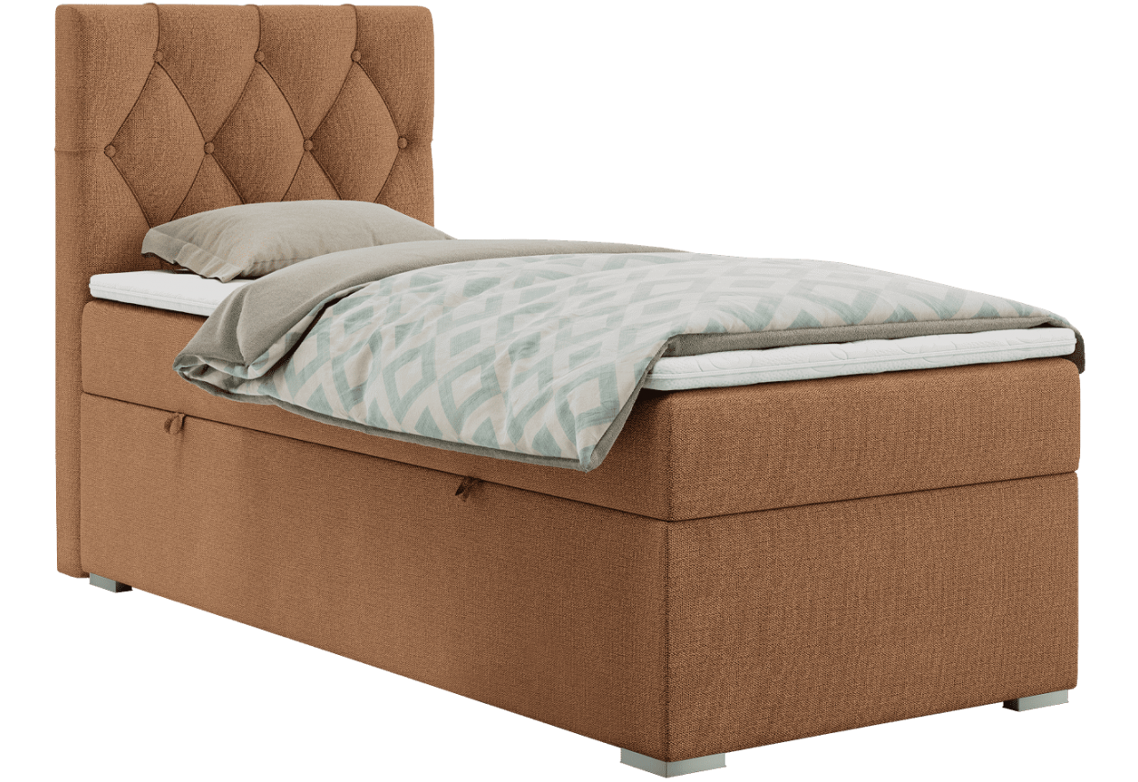 Łóżko kontynentalne ALDA 90x200 - H3 - pomarańczowy, struktura - strona lewa