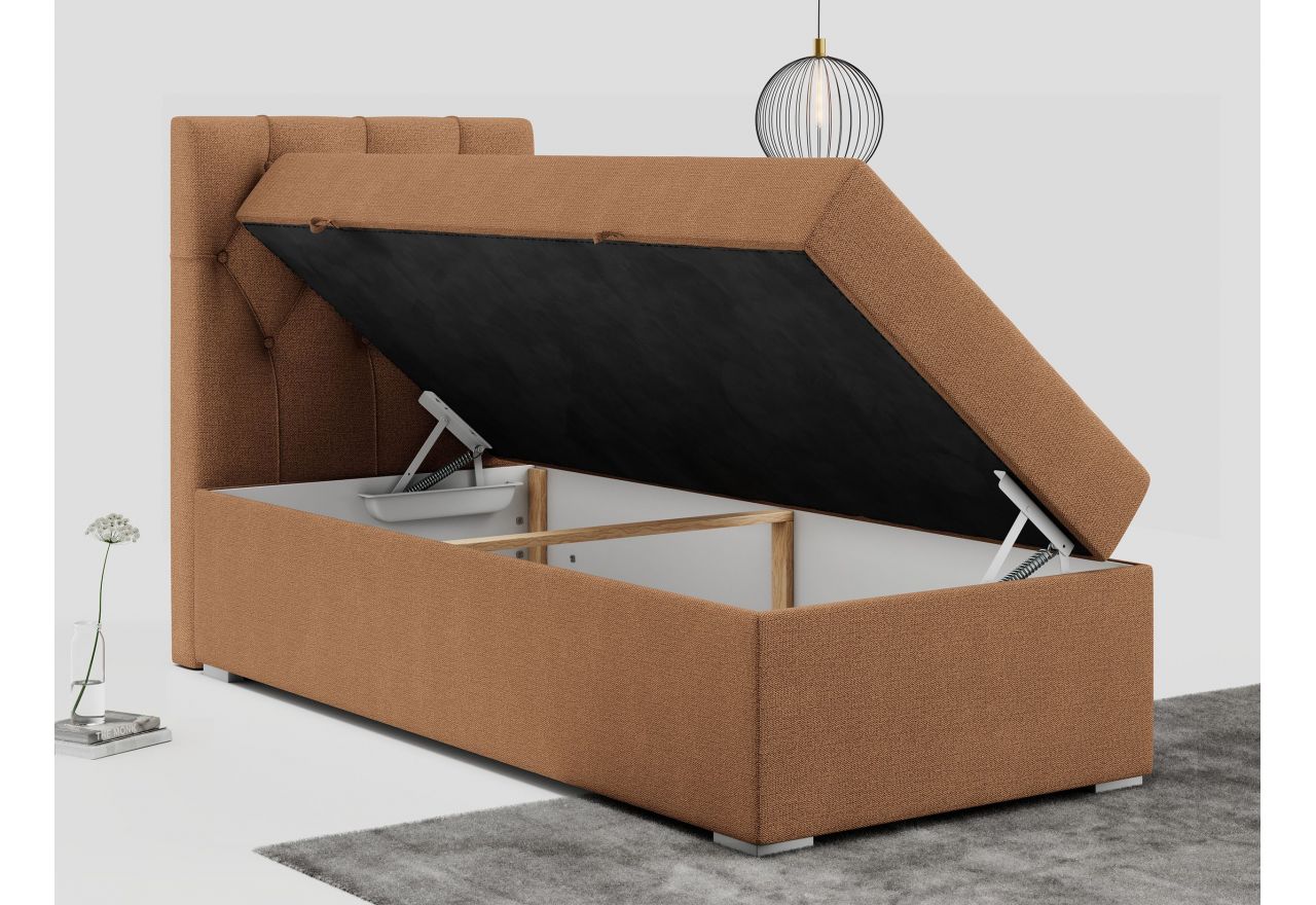 Łóżko kontynentalne ALDA 90x200 - H3 - pomarańczowy, struktura - strona lewa