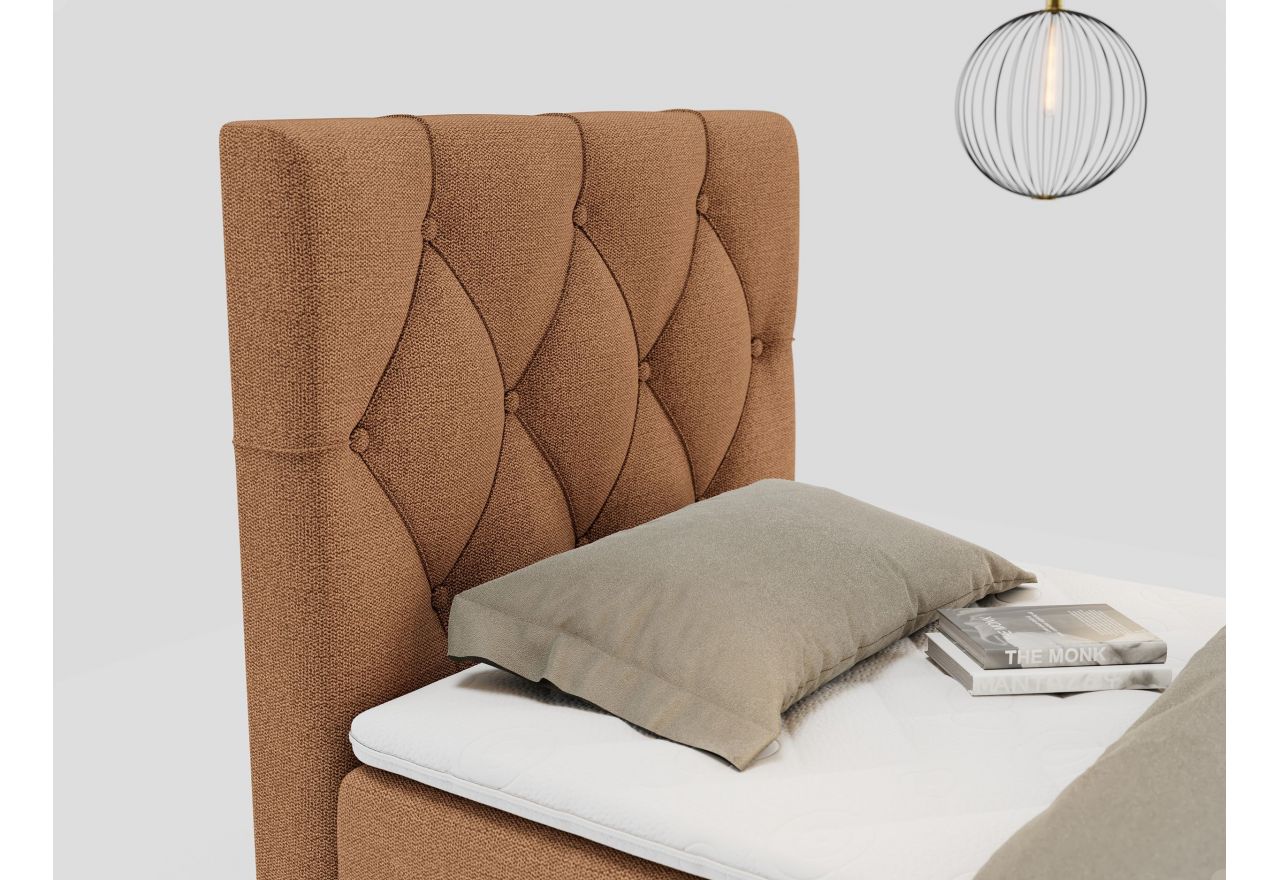 Łóżko kontynentalne ALDA 90x200 - H3 - pomarańczowy, struktura - strona lewa