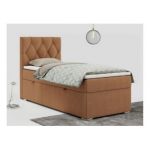 Łóżko kontynentalne ALDA 90x200 - H4 - pomarańczowy, struktura - strona lewa