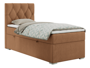 Łóżko kontynentalne ALDA 90x200 - H4 - pomarańczowy, struktura - strona lewa