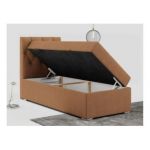 Łóżko kontynentalne ALDA 90x200 - H4 - pomarańczowy, struktura - strona lewa