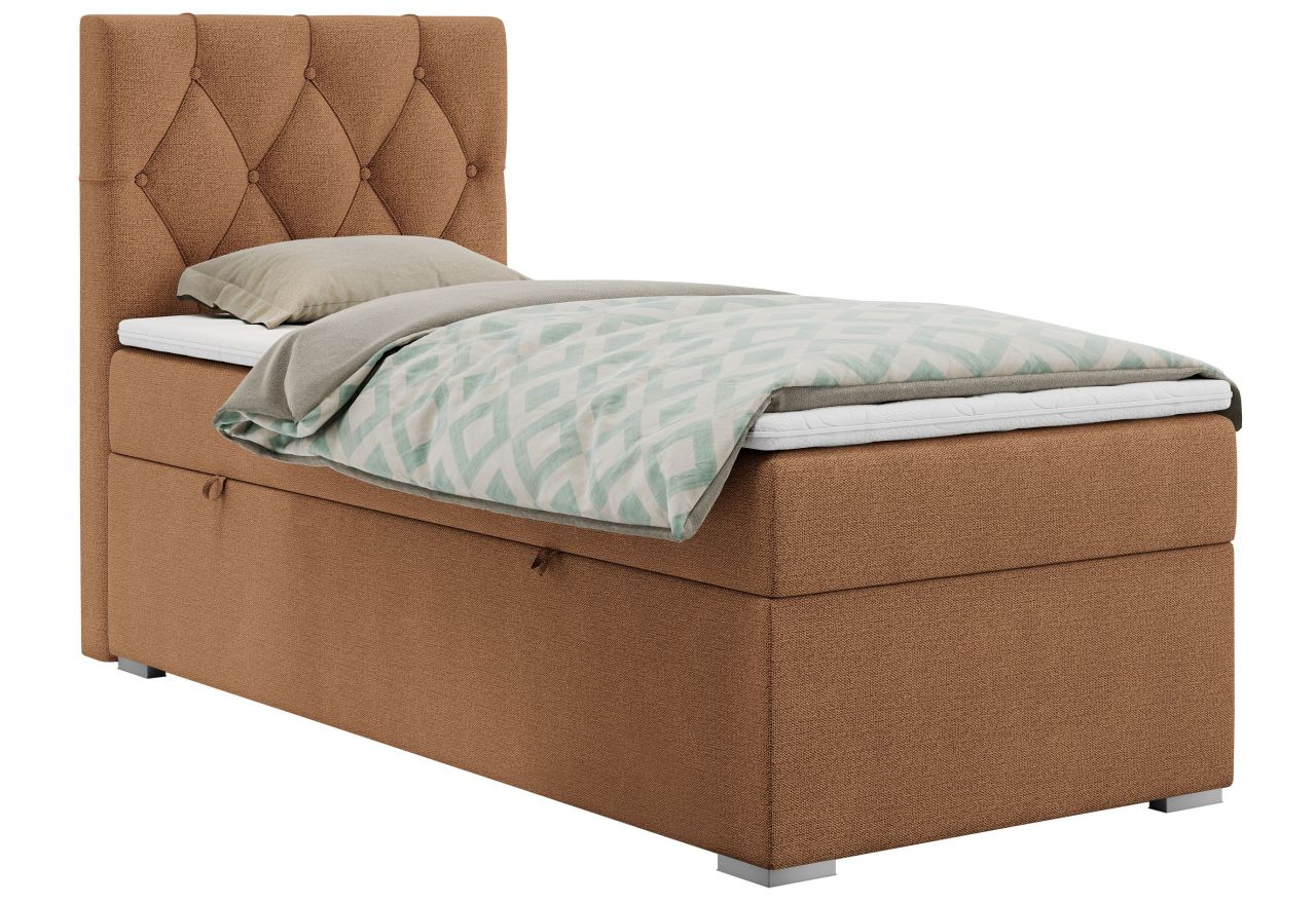 Łóżko kontynentalne ALDA 90x200 - H4 - pomarańczowy, struktura - strona lewa