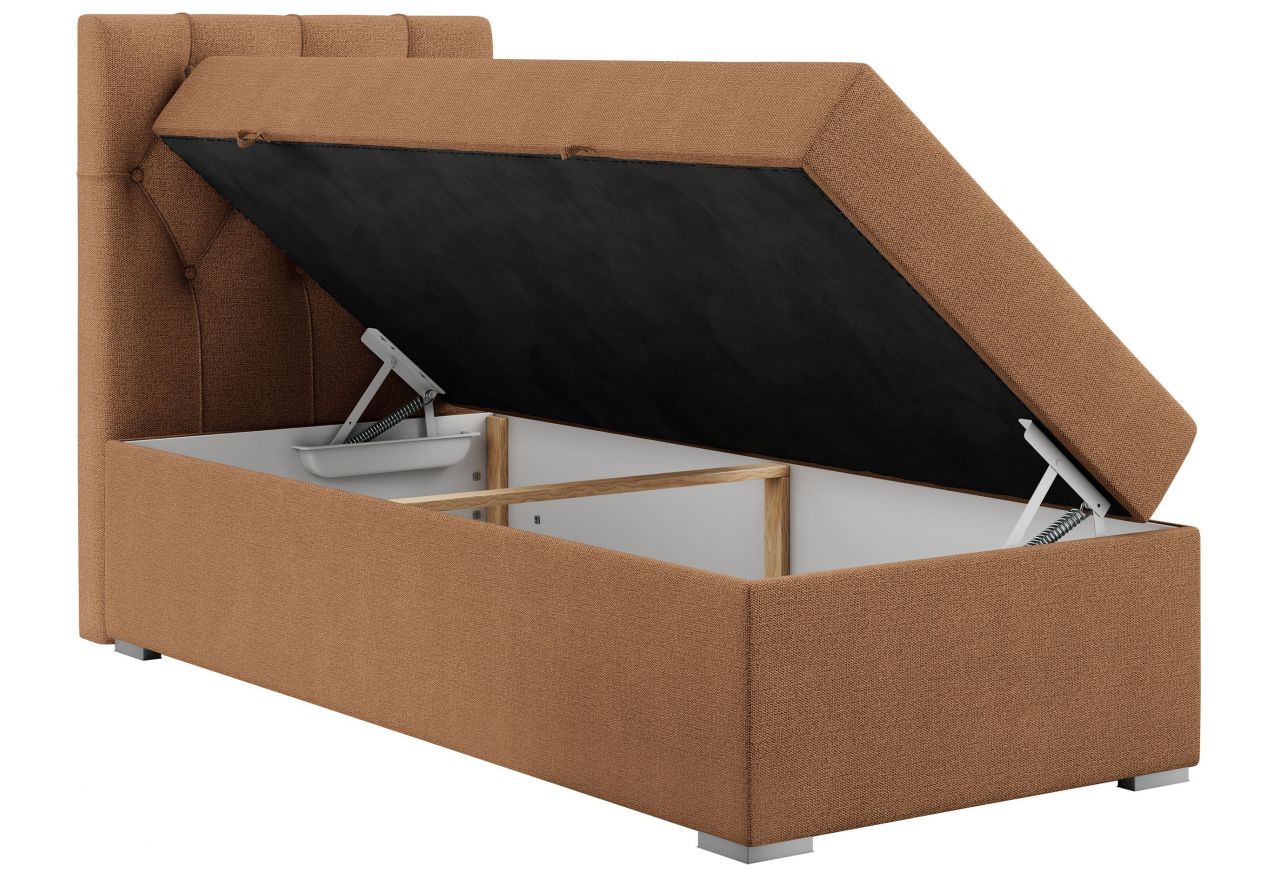 Łóżko kontynentalne ALDA 90x200 - H4 - pomarańczowy, struktura - strona lewa