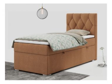 Łóżko kontynentalne ALDA 90x200 - H3 - pomarańczowy, struktura - strona prawa