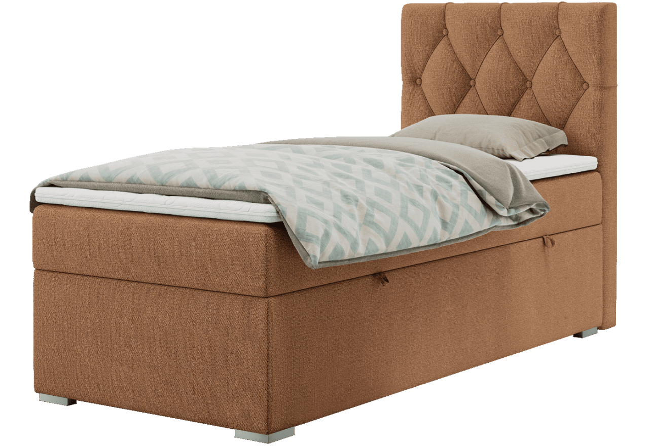 Łóżko kontynentalne ALDA 90x200 - H3 - pomarańczowy, struktura - strona prawa