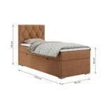 Łóżko kontynentalne ALDA 90x200 - H3 - pomarańczowy, struktura - strona prawa