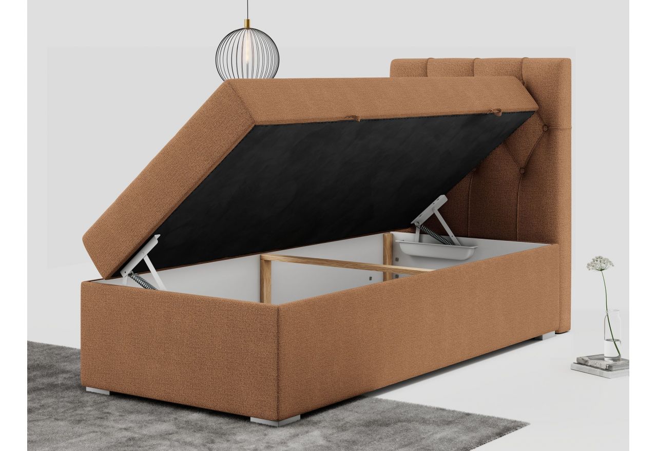 Łóżko kontynentalne ALDA 90x200 - H3 - pomarańczowy, struktura - strona prawa