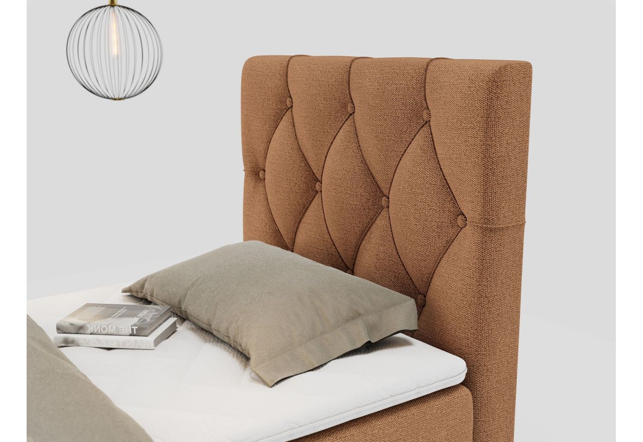 Łóżko kontynentalne ALDA 90x200 - H3 - pomarańczowy, struktura - strona prawa