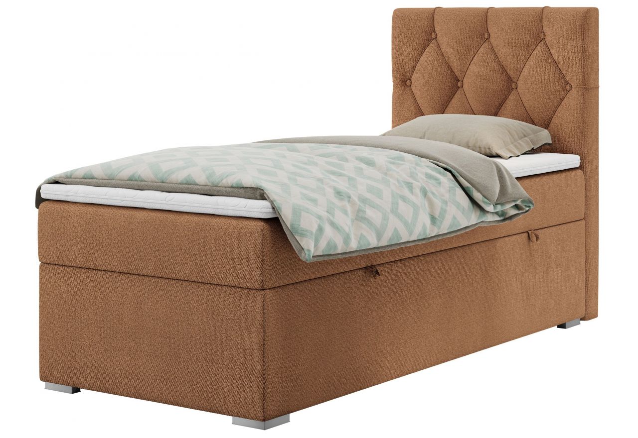 Łóżko kontynentalne ALDA 90x200 - H3 - pomarańczowy, struktura - strona prawa