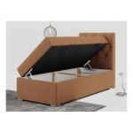 Łóżko kontynentalne ALDA 90x200 - H4 - pomarańczowy, struktura - strona prawa