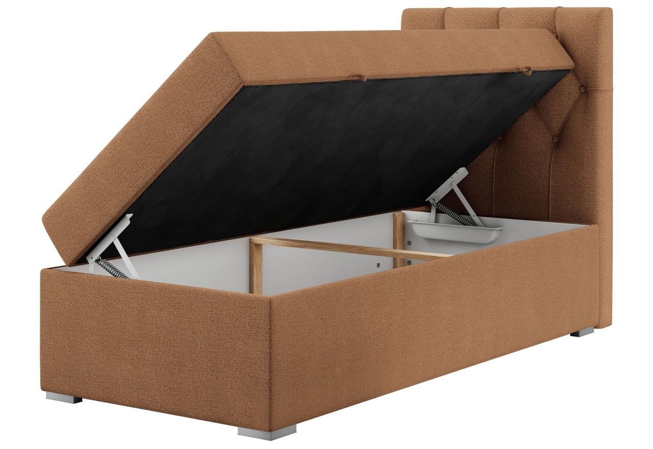 Łóżko kontynentalne ALDA 90x200 - H4 - pomarańczowy, struktura - strona prawa