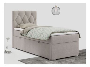 Łóżko kontynentalne ALDA 90x200 - H3 - beżowy, struktura - strona lewa