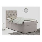 Łóżko kontynentalne ALDA 90x200 - H3 - beżowy, struktura - strona lewa