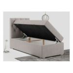 Łóżko kontynentalne ALDA 90x200 - H3 - beżowy, struktura - strona lewa