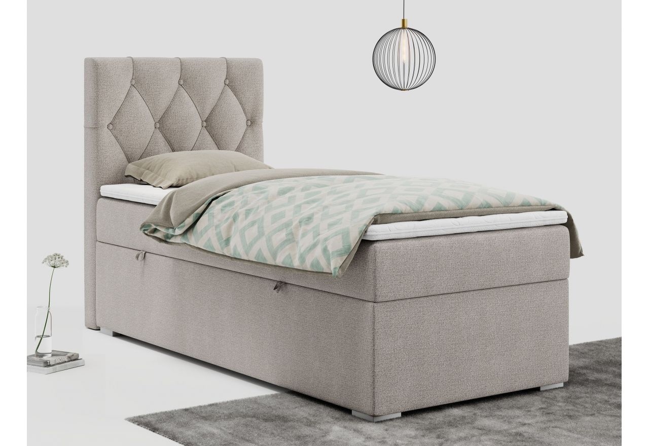 Łóżko kontynentalne ALDA 90x200 - H4 - beżowy, struktura - strona lewa