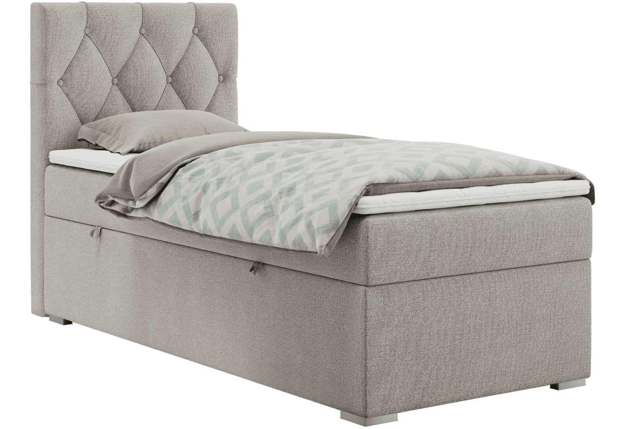 Łóżko kontynentalne ALDA 90x200 - H4 - beżowy, struktura - strona lewa