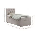 Łóżko kontynentalne ALDA 90x200 - H4 - beżowy, struktura - strona lewa