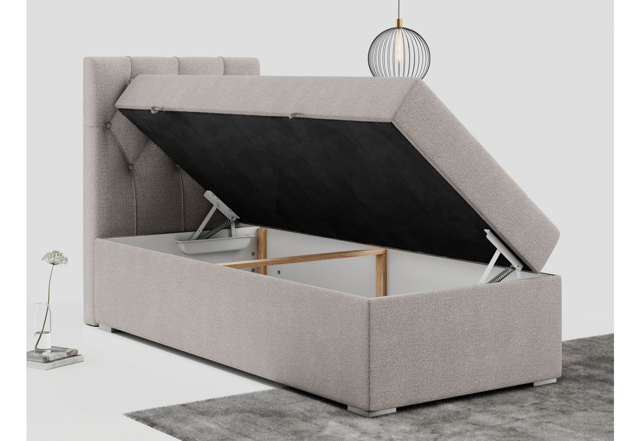 Łóżko kontynentalne ALDA 90x200 - H4 - beżowy, struktura - strona lewa