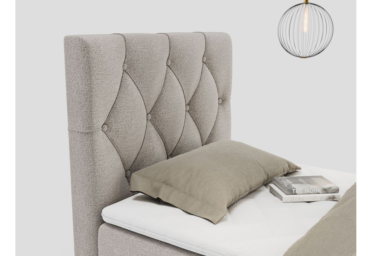 Łóżko kontynentalne ALDA 90x200 - H4 - beżowy, struktura - strona lewa