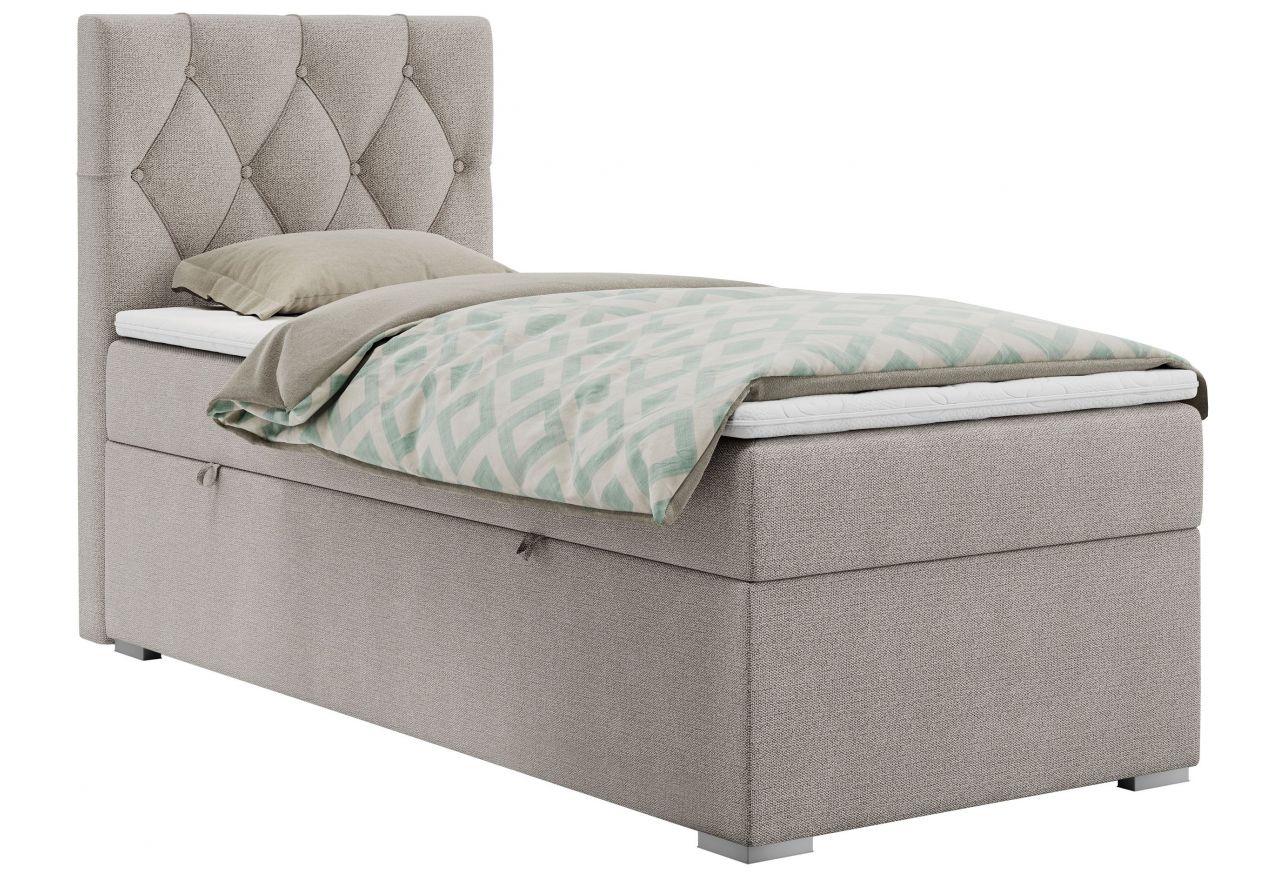 Łóżko kontynentalne ALDA 90x200 - H4 - beżowy, struktura - strona lewa