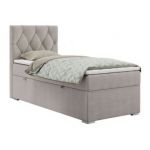 Łóżko kontynentalne ALDA 90x200 - H4 - beżowy, struktura - strona lewa