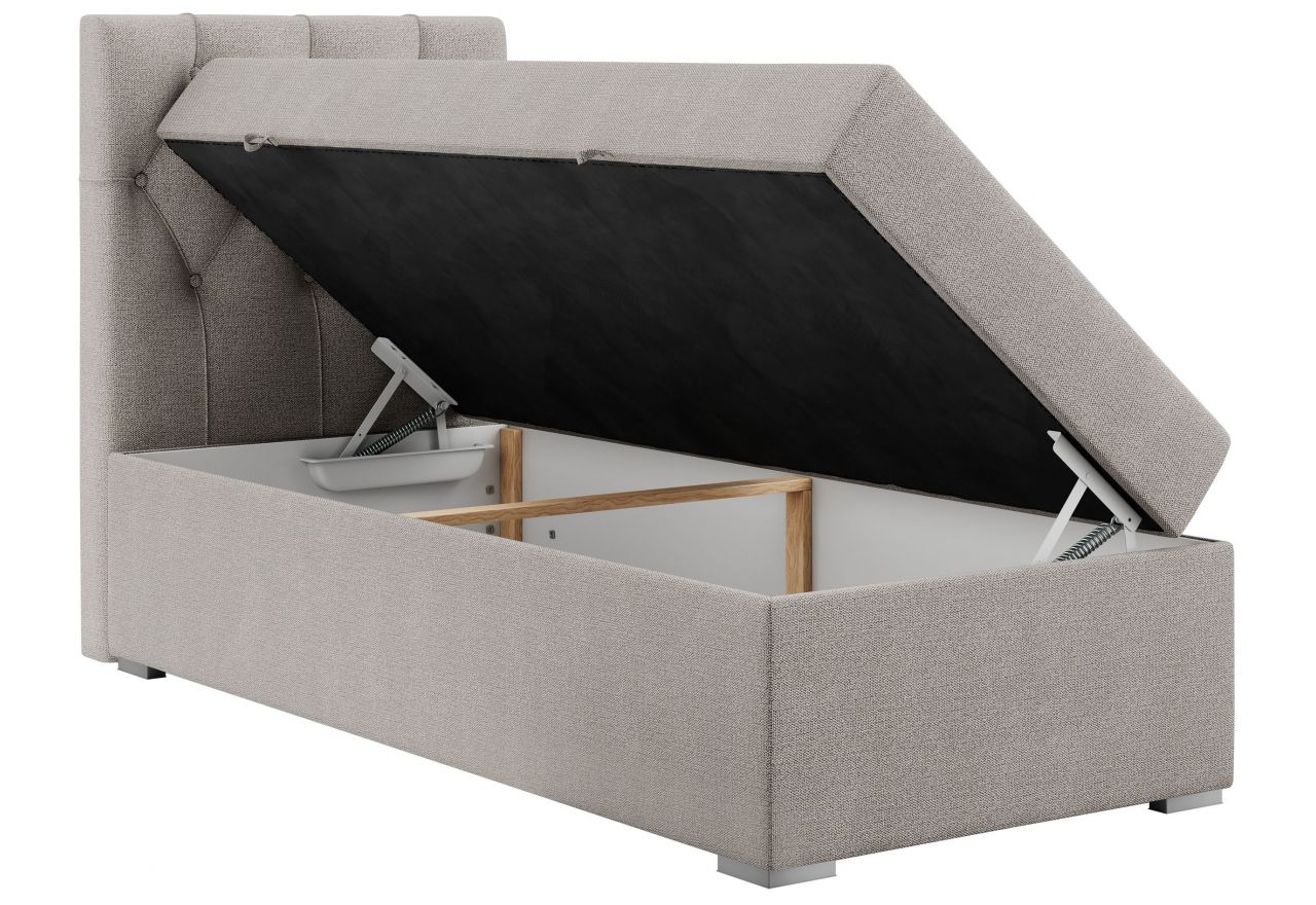 Łóżko kontynentalne ALDA 90x200 - H4 - beżowy, struktura - strona lewa