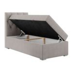 Łóżko kontynentalne ALDA 90x200 - H4 - beżowy, struktura - strona lewa