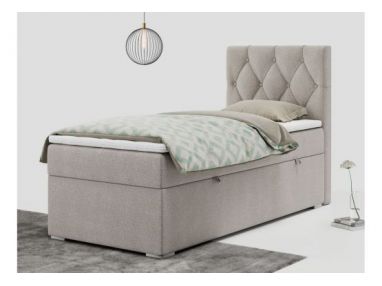 Łóżko kontynentalne ALDA 90x200 - H3 - beżowy, struktura - strona prawa