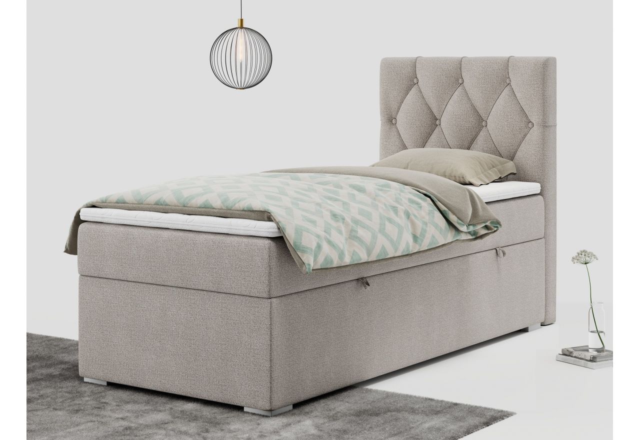 Łóżko kontynentalne ALDA 90x200 - H3 - beżowy, struktura - strona prawa