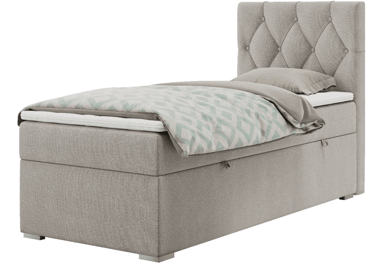 Łóżko kontynentalne ALDA 90x200 - H3 - beżowy, struktura - strona prawa