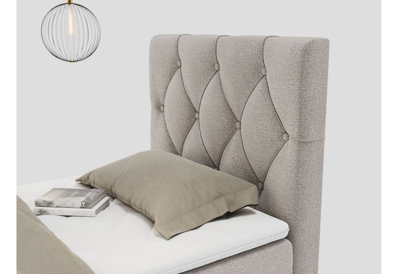 Łóżko kontynentalne ALDA 90x200 - H3 - beżowy, struktura - strona prawa