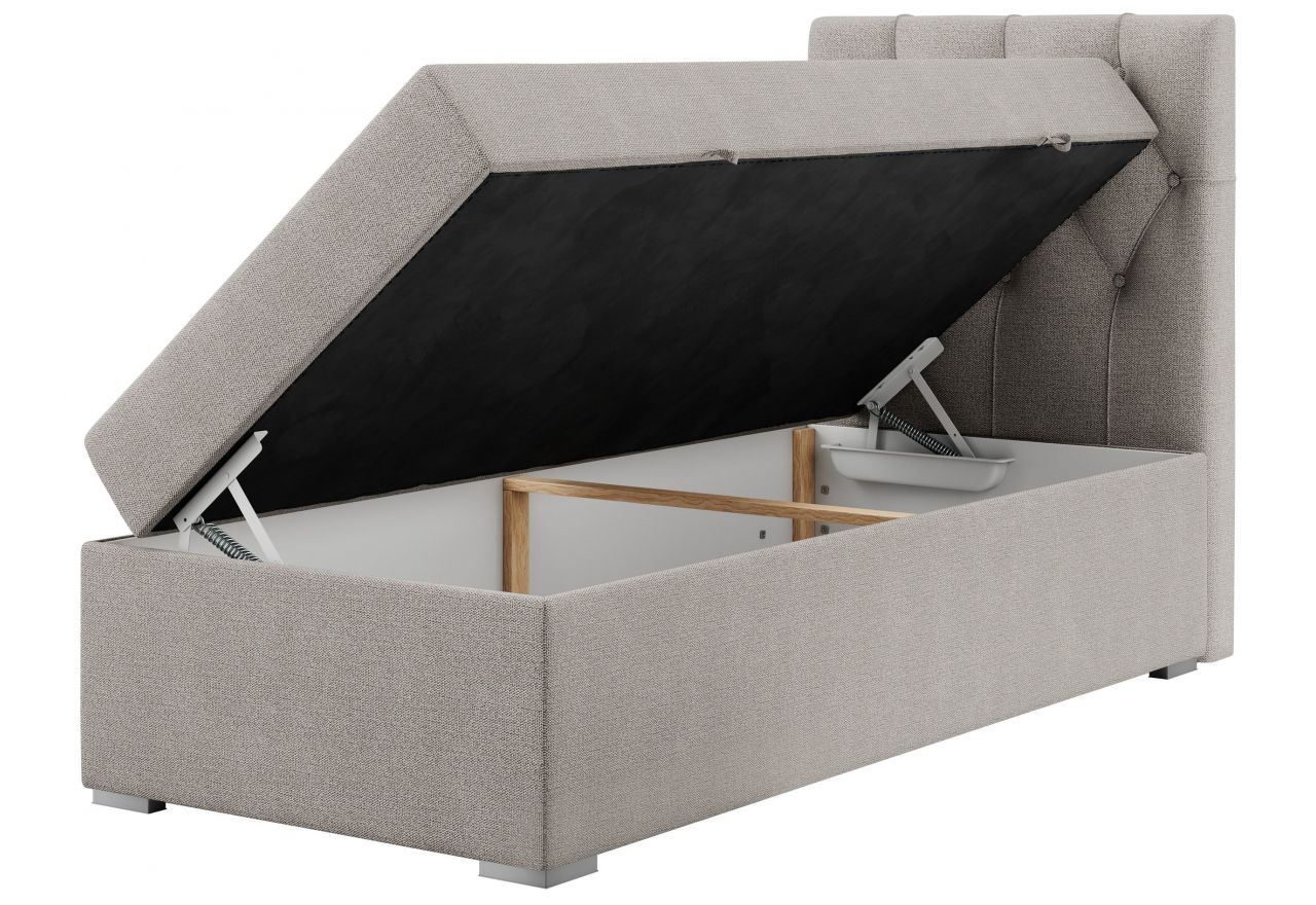 Łóżko kontynentalne ALDA 90x200 - H3 - beżowy, struktura - strona prawa