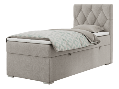 Łóżko kontynentalne ALDA 90x200 - H4 - beżowy, struktura - strona prawa