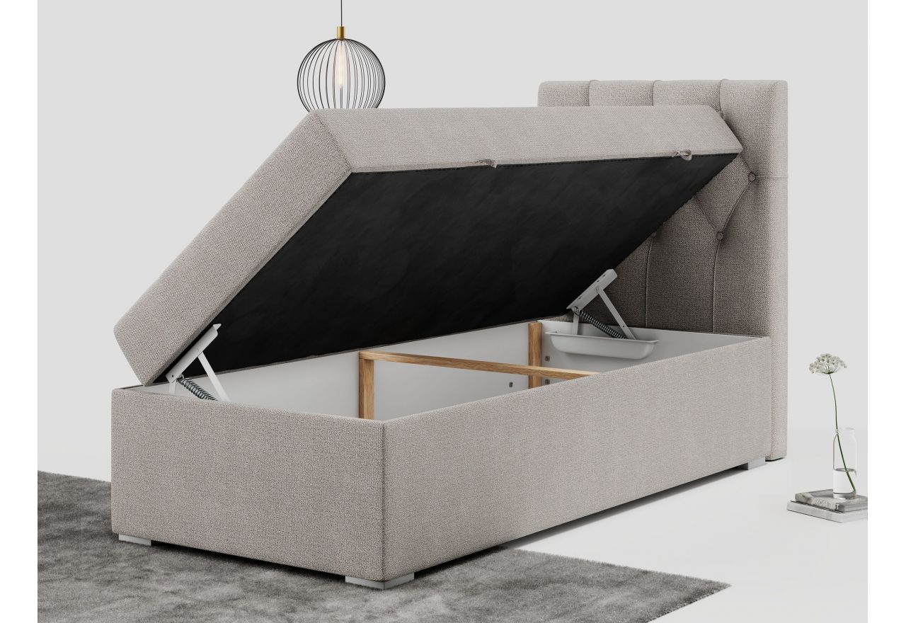 Łóżko kontynentalne ALDA 90x200 - H4 - beżowy, struktura - strona prawa