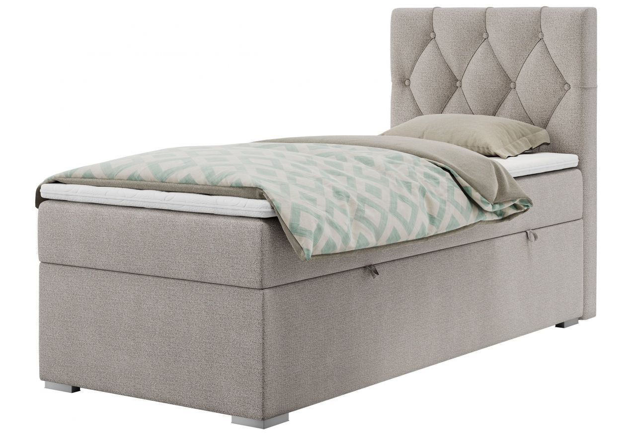 Łóżko kontynentalne ALDA 90x200 - H4 - beżowy, struktura - strona prawa