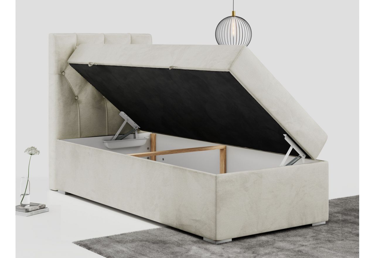 Łóżko kontynentalne ALDA 90x200 - H3 - beżowy, welwet - strona lewa