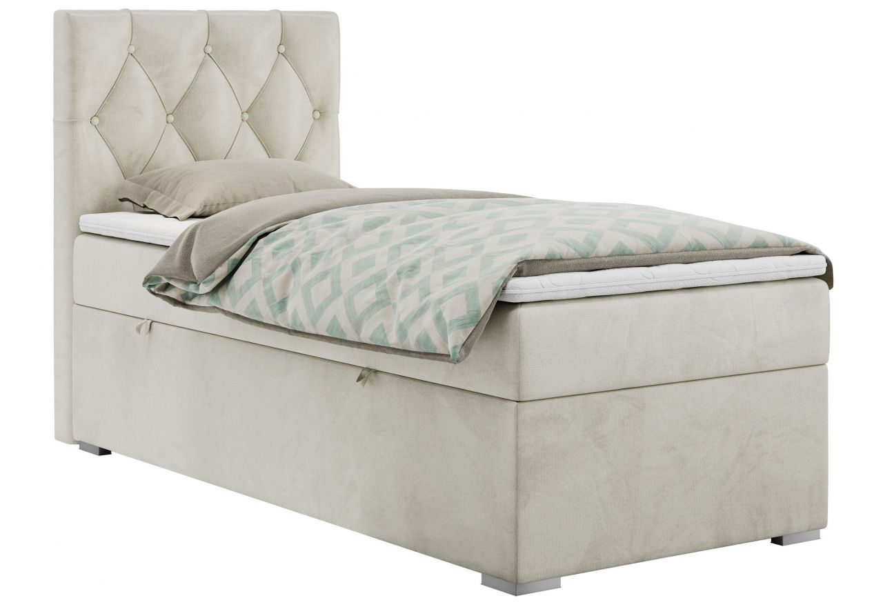 Łóżko kontynentalne ALDA 90x200 - H3 - beżowy, welwet - strona lewa