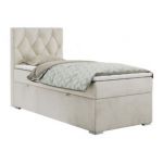 Łóżko kontynentalne ALDA 90x200 - H3 - beżowy, welwet - strona lewa