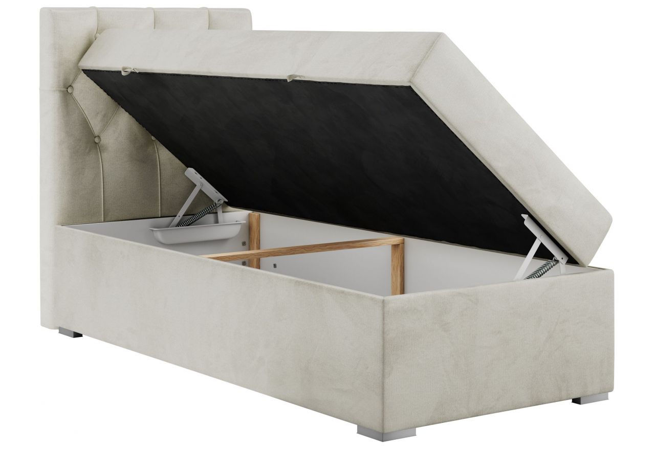 Łóżko kontynentalne ALDA 90x200 - H3 - beżowy, welwet - strona lewa